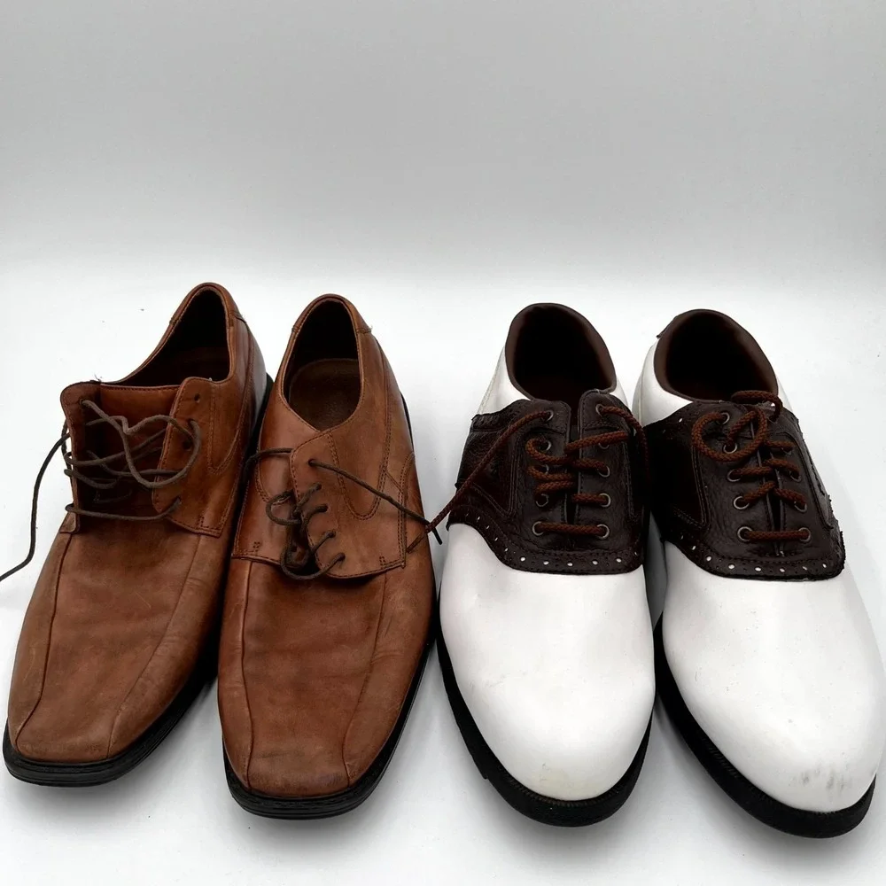 Lot Of 2 FootJoy‎ / Rockport Men's 11.5M / 11M Dress Shoes White Brown Oxfords